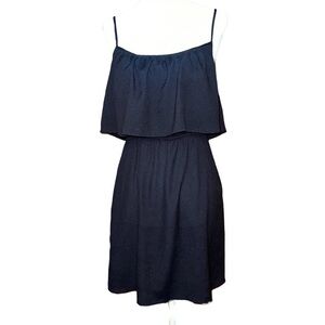 Ali & Kris black Y2k Overlay Bodice Elastic Waist Thin Straps Mini Dress Sm